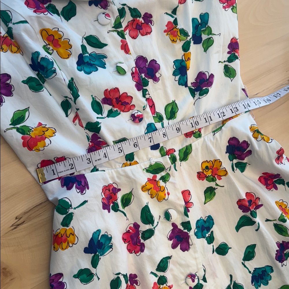 Dennis Goldsmith 80’s Vintage 100% Cotton White Floral Sleeveless Dress 13 - Picture 8 of 12